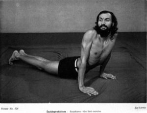 Dhirendra Brahmacari in Sarpāsana. Picture 126 Yogic Suksma Vyayama 1965.